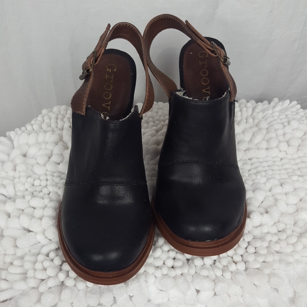 Groove Tan Black Platform Heels Sz 7